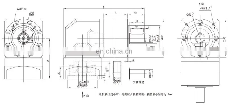 Right Angle Planetary Gear Box High Precision Servo Motor Speed Reducer For Mask Making Machine