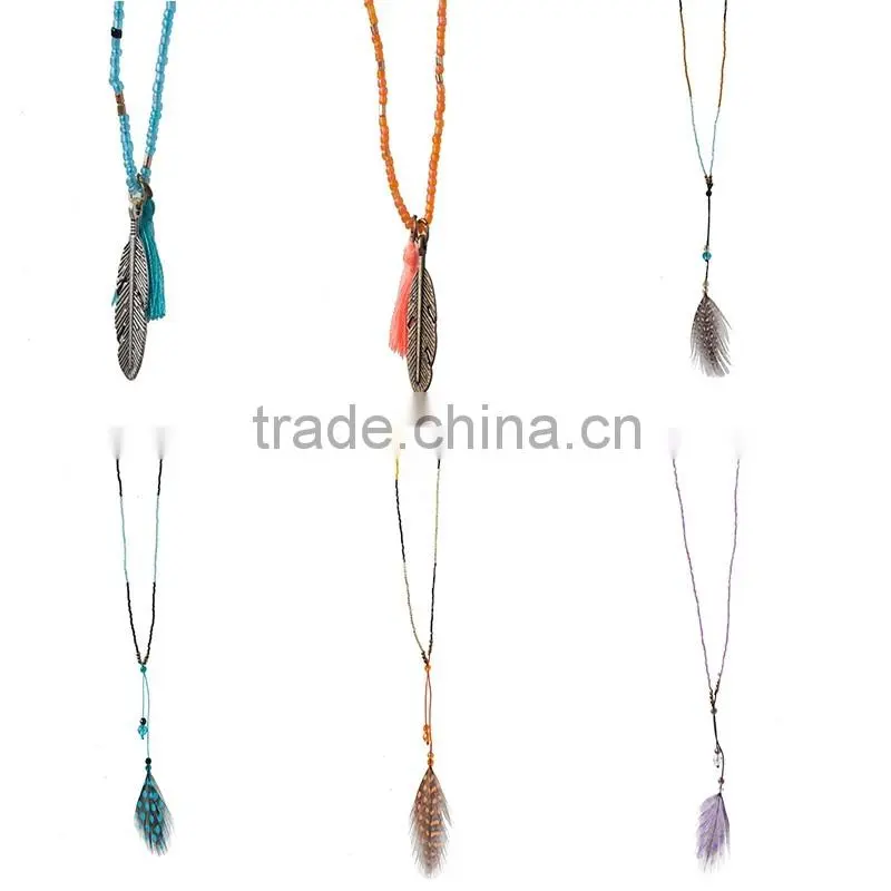 2016 hot wholesale beaded tassel necklace, small beads necklace