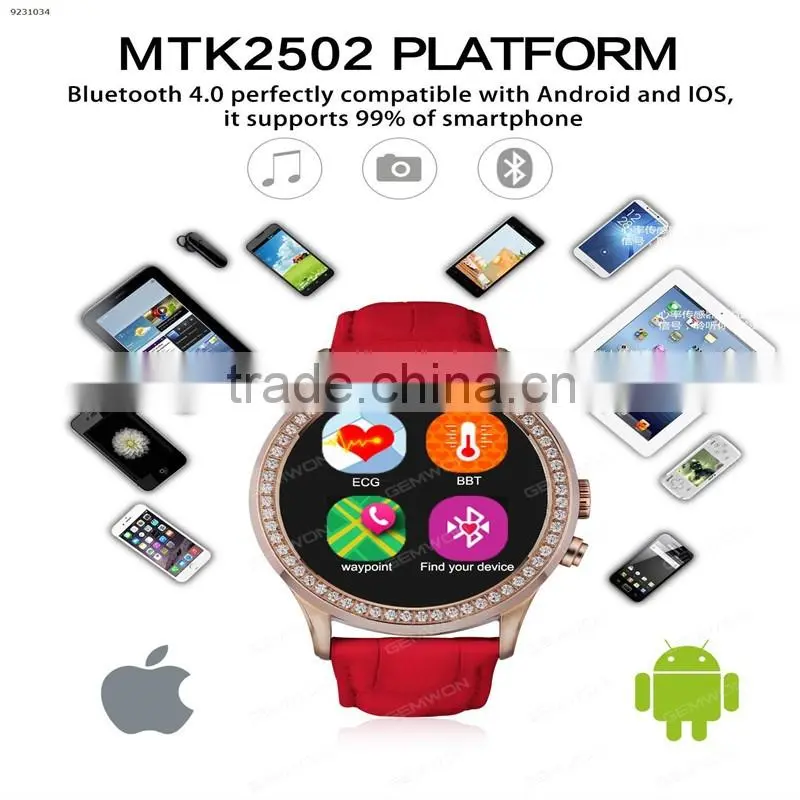 Waterproof Bluetooth Smart Watch D2 Women's Fashion For IOS Android(Crystal diamond edge, Raise the bright screen)