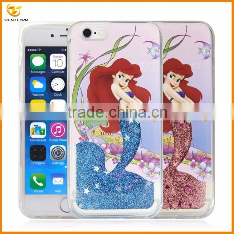 for iphone 6 plus mermaid printed 3d quicksand tpu phone case