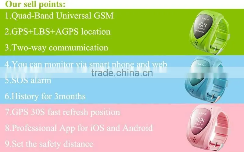 2015 Mini GPS Tracker Watch For Kids SOS Emergency Anti Lost Smart Mobile Phone App Bracelet Wristband Two Way Communication