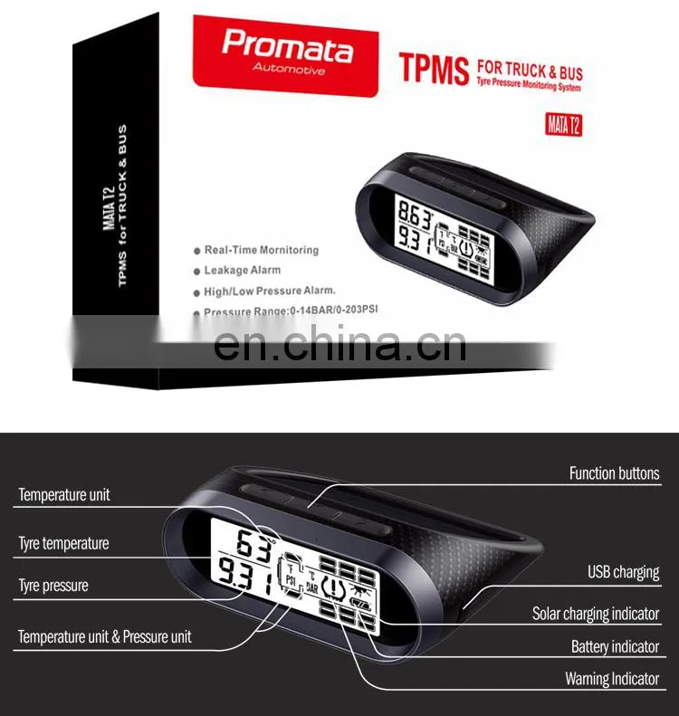 solar power display wireless tire pressure monitor TPMS for 12 tires external tyre pressure sensor