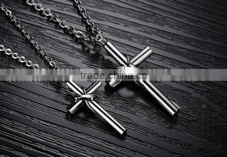 Titanium steel jewelry wholesale Love touching the cross titanium steel couples necklaces with pure steel