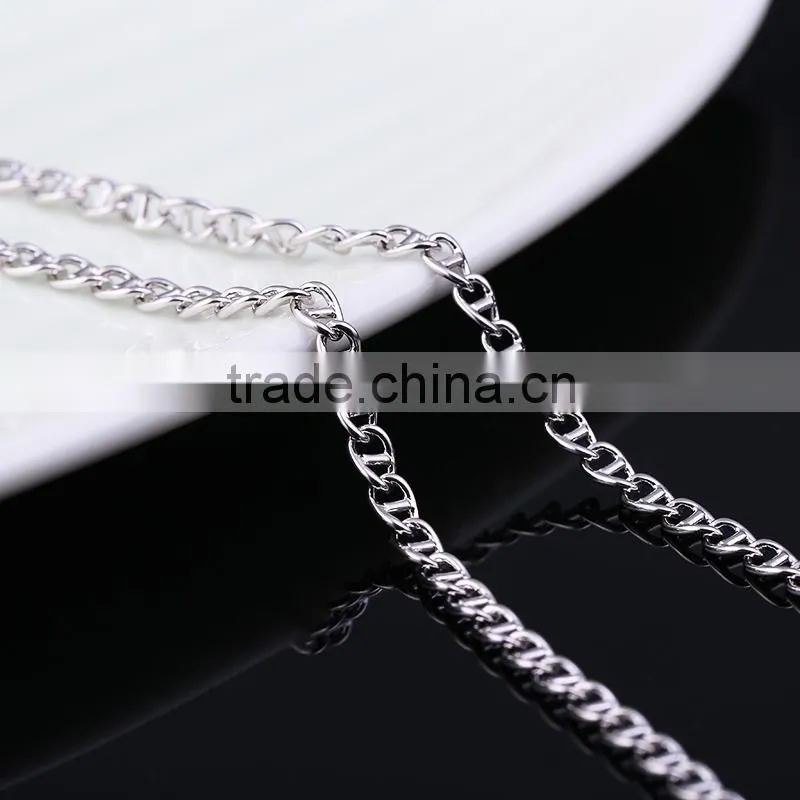2015 wholesale fashion jewelry rhodium plated cheap chain necklace