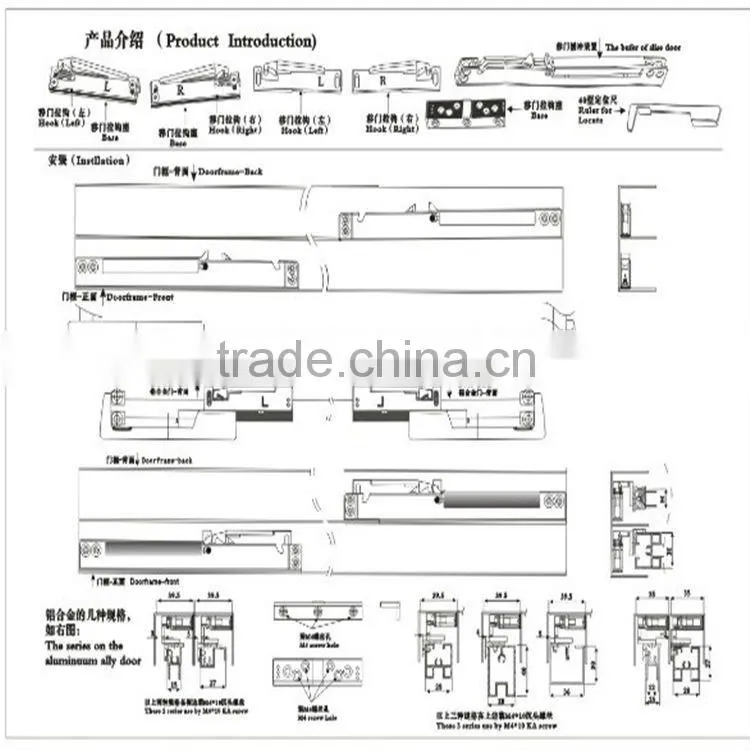 High quality stainless steel and POM material soft roller guide for sliding door in door & window rollers