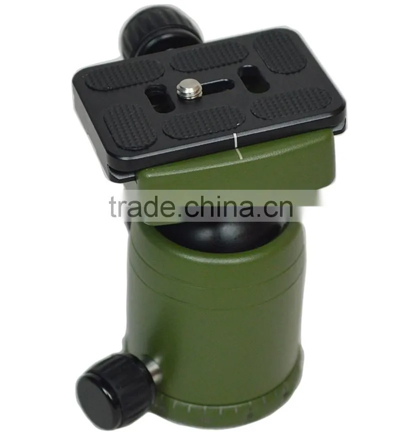 Camera tripod head with dual-level aluminum damping ball head