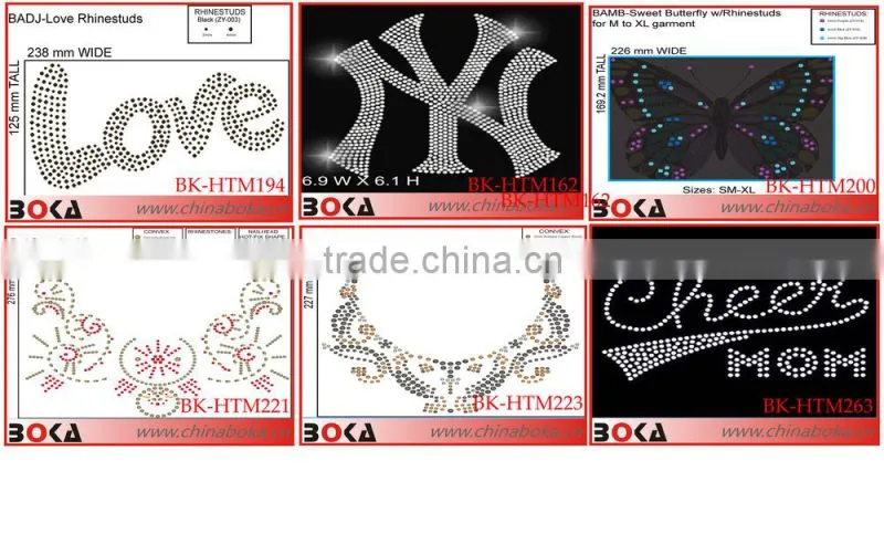 Love heart hot fix rhinestone iron on transfer wholesale