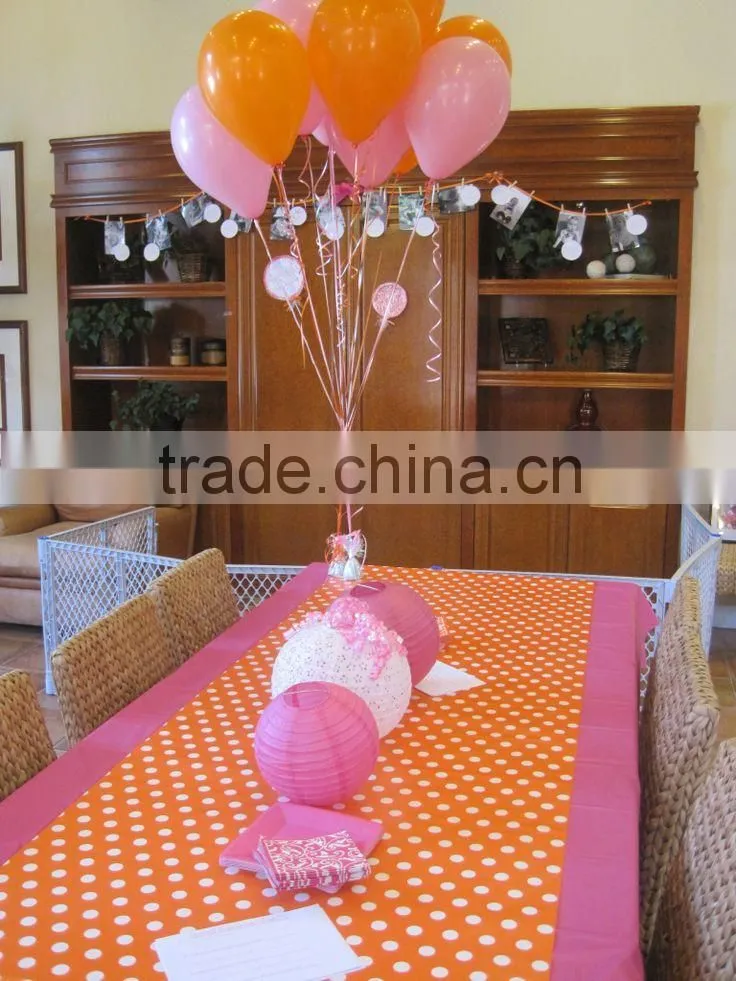 2015 New Arrival!! Elegant Pink Polka Dot Eco-friendly Plastic Table Cloth for Home Usage
