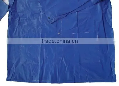 Heat seal navy pvc rain coat, pvc rainwear for mens