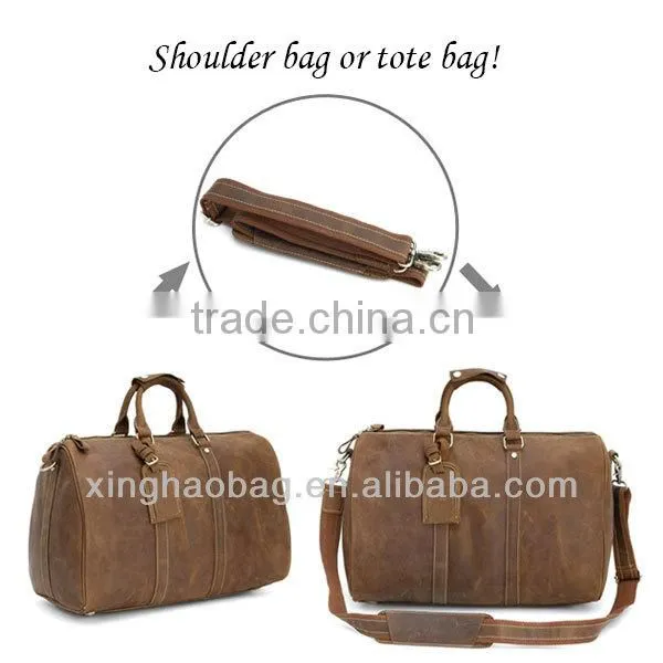 Custom printed tote leather travelling bag