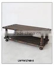 European Rectangle White Zinc Top Wood Table Antique