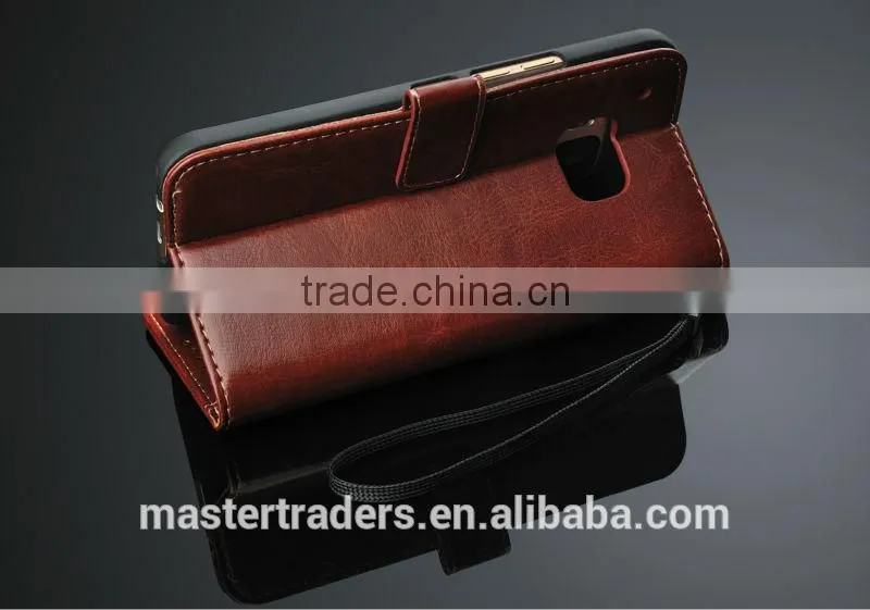 Original Fashion 64 Grain Stand Wallet Flip PU Leather Case With Card Slot For HTC One M9 MT-3459