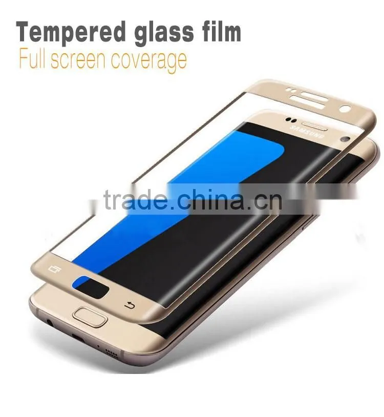 2016 Perfect Silk Print Colors Full Cover Screen Protector For Samsung Galaxy S7 Edge Curved Tempered Glass.