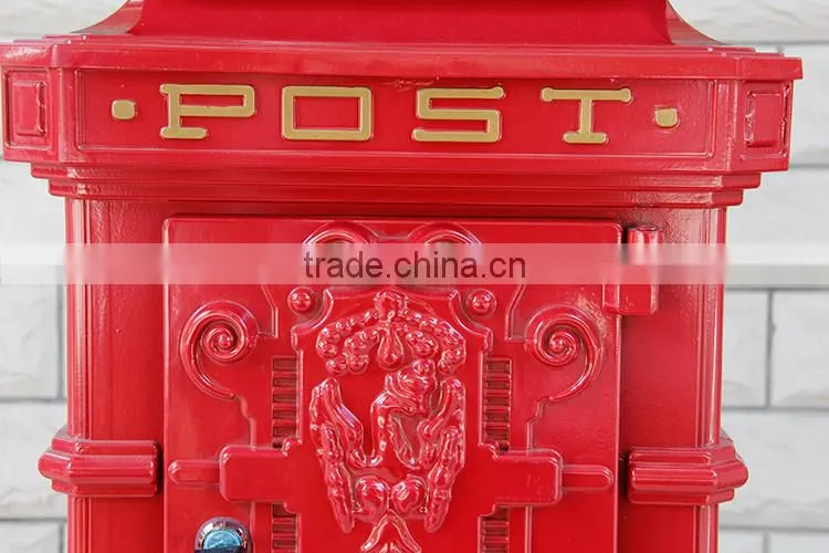 China Manufacturer Crown Decorative Modern Red Antique mailbox letterbox