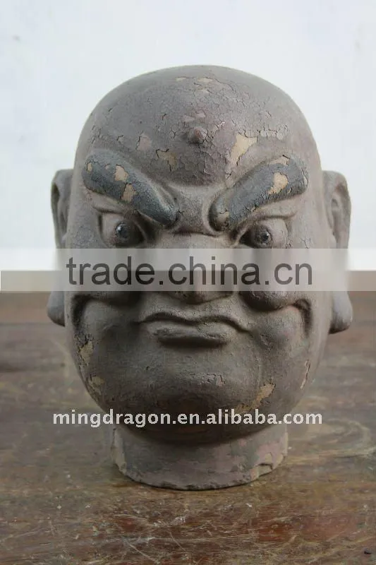 Antique Chinese Wooden Buddha head sculpture