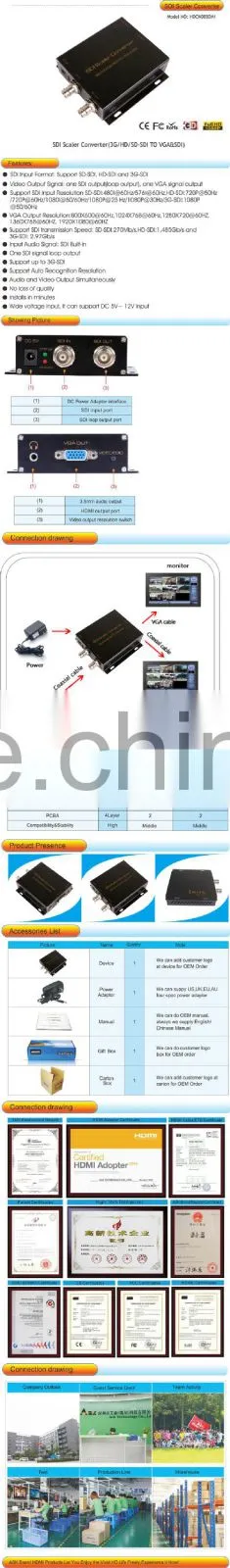 SD-SDI to VGA Converter with audio output --1080p/ 60hz