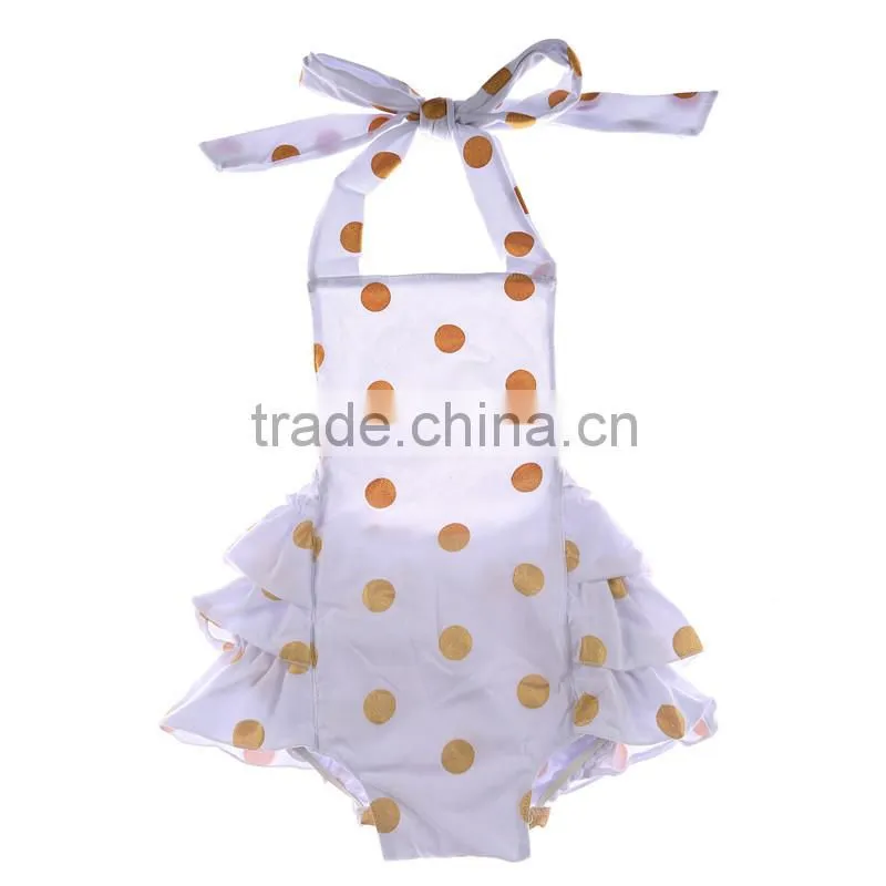 cute pink girls gold polka dot baby clothes bubble bodysuit baby romper