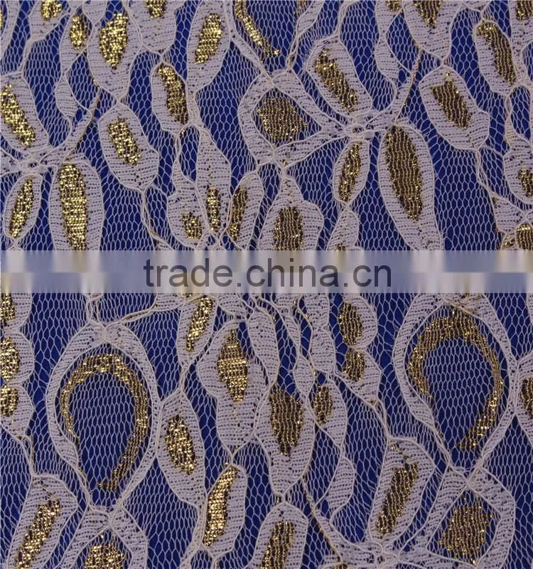 High Quality Indian metallic Lace fabric for ladies party evening dress