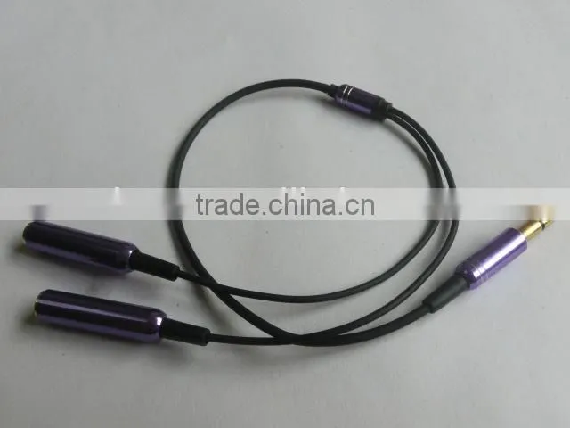 Gold plated DC3.5 m to 2*female audio splitter cable
