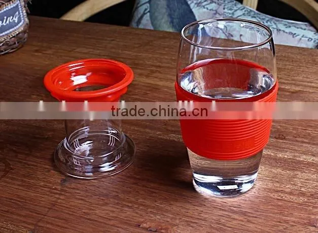 Heat resistant glass cups with silicon rubber case for personal use