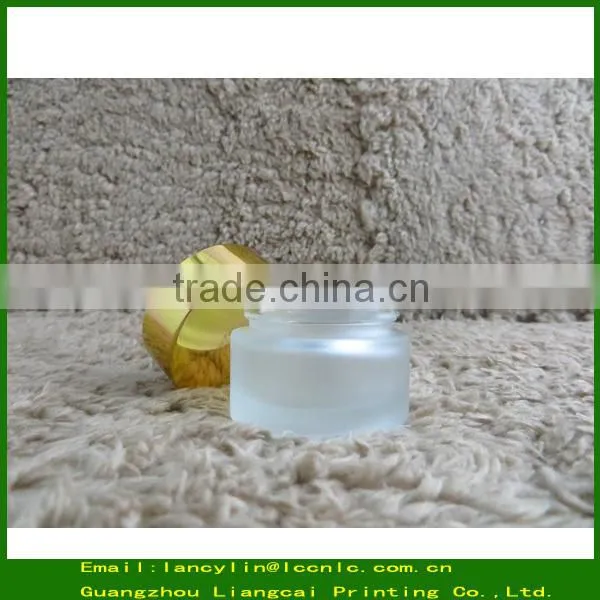 30g clear cosmetic glass jar with goldern cap, glass jar with aluminium cap