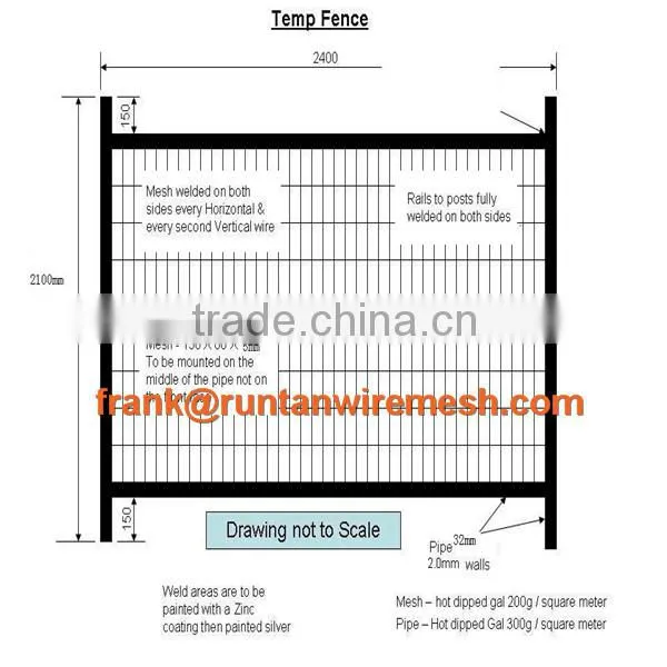 Construction Site AS4687-2007 Standard hot dipped galvanized welded panel removable temporary fence