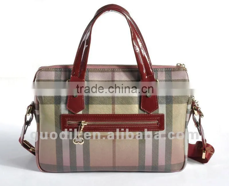 New Design! Lady Fashion Plaid PU Handbag 2012! Hot style!