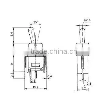 2pin SPST electric toggle switch