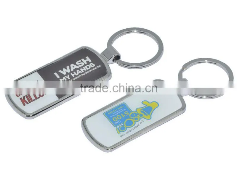 2016 double side printing logo with epoxy keychain keyring for sales