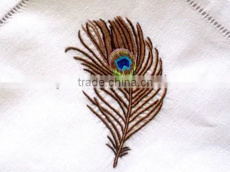 Hand hemstitched napkin, embroidered napkin, embroidery napkin, white cotton napkin, 100% cotton napkin