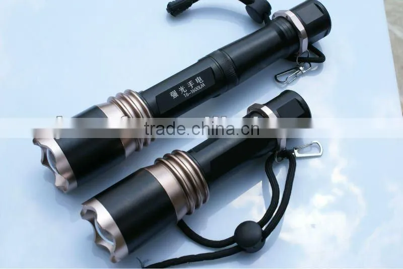Waterproof aluminum alloy led torch rechargeable focus zoom high power flashlight
