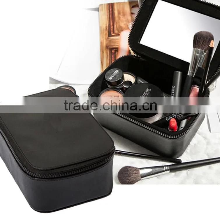 PU leather black cosmetic cases