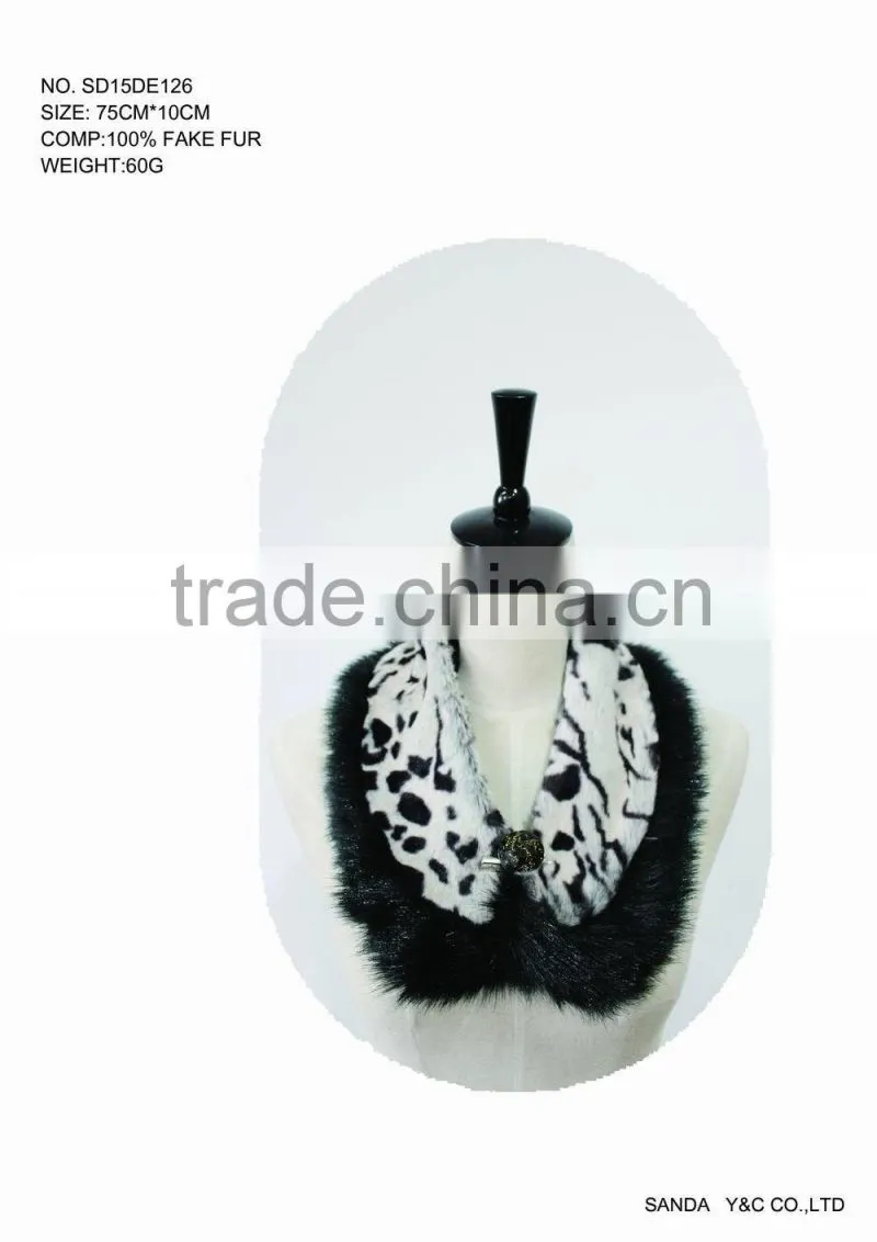 2015 New design fashion Leopard Print Faux Fur Collar
