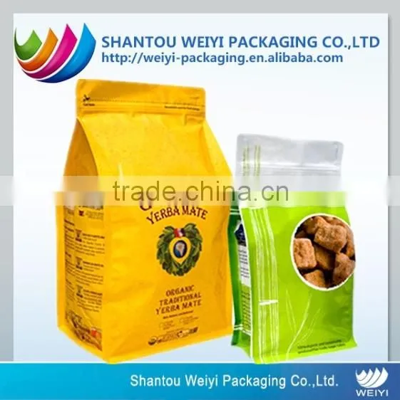 Customized flat bottom bag with zipper