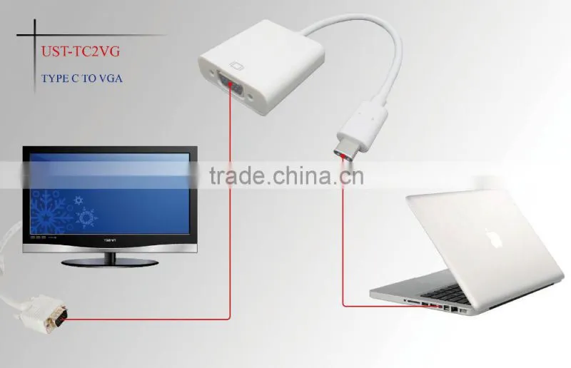 Hot sale USB3.1 Type C to VGA adapter and connector for macbook