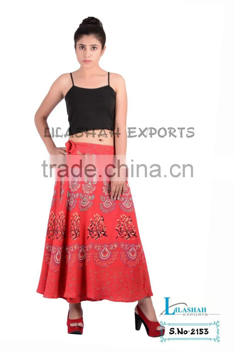 2153 Rayon Mandala Printed Long Skirt Rayon Block Printed Skirt Garments ladies fashion woman skirt suit long rayon skirts