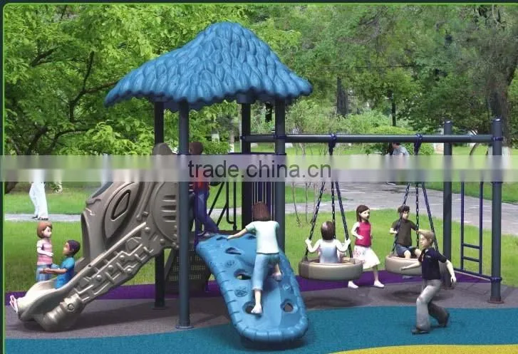 children plastic outdoor adventure playground equipment slide and swing