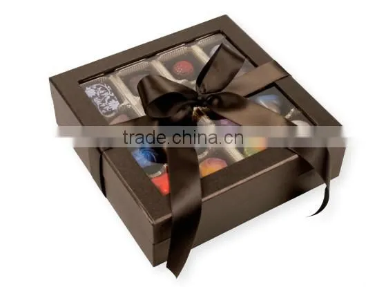 Custom logo design ribbon chocolate window box