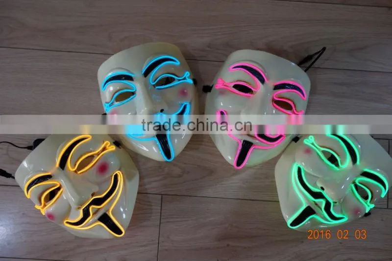 Hot Selling Party EL light Mask / EL WIRE V for Vendetta Mask