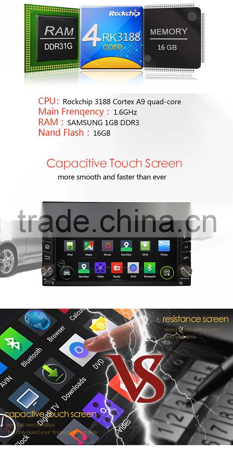 6.2 inch 16 GB quad core Android 5.1.1 for universal touch screen car DVD player