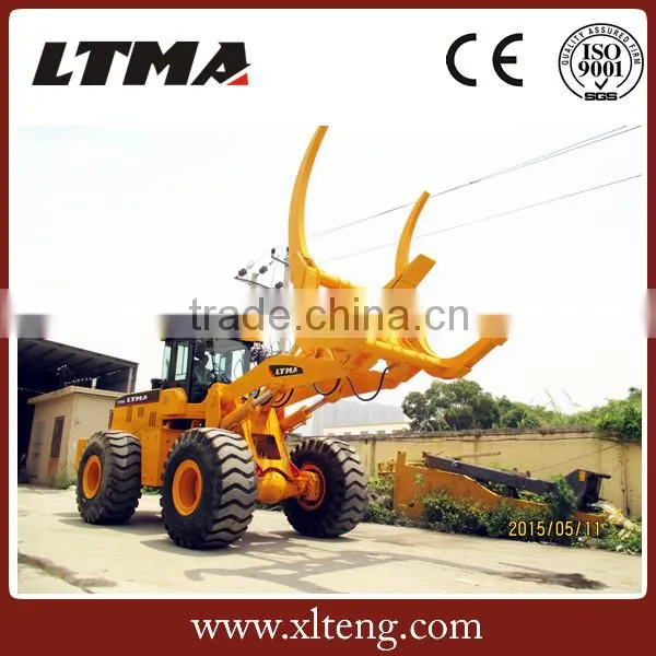 LTMA log loader for timber wheel loaders with clamp
