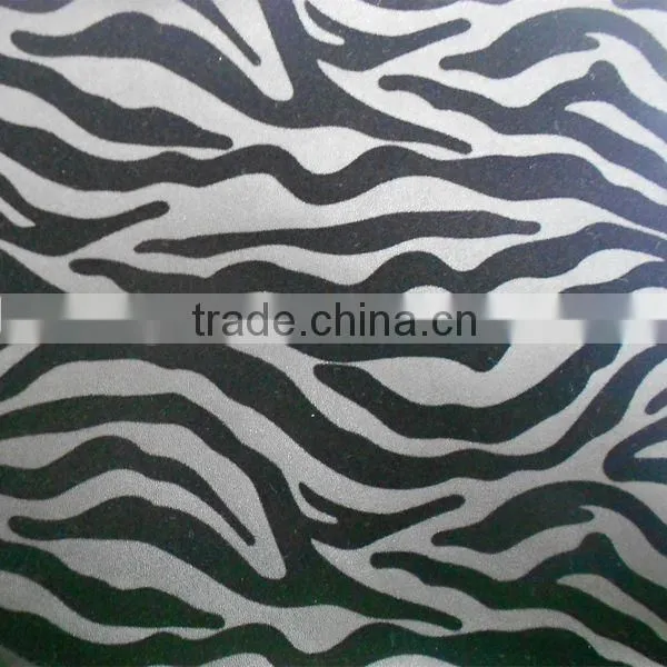 PU leather surface with flocked animals design for handbag and shoes usage
