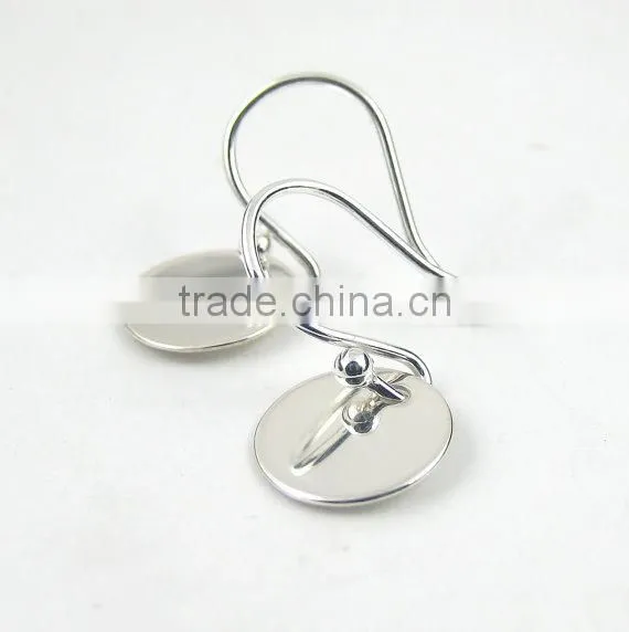 Polished Simple Sterling Silver Discs Disc Hook Earrings