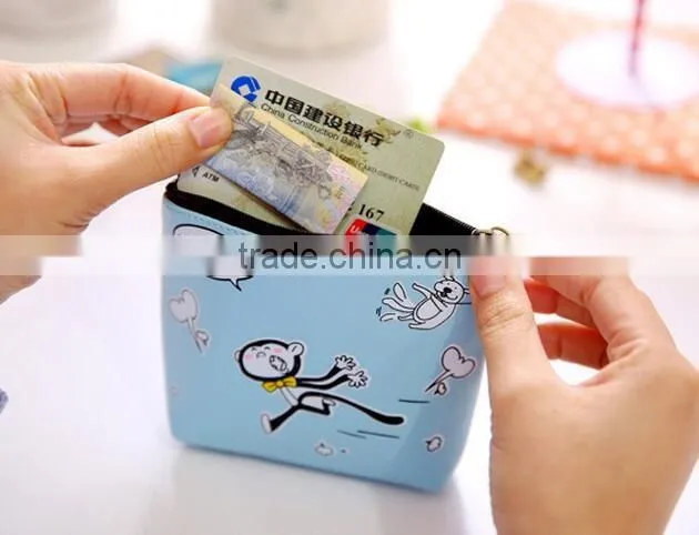 Best Promotion gift cute Zipper Mini PU Leather cheap cartoon monkey animal printed pouch wallet popular fancy euro coin purse