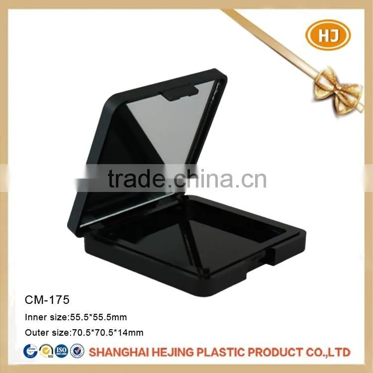 Square compact powder case container with mirror for cosmetic use