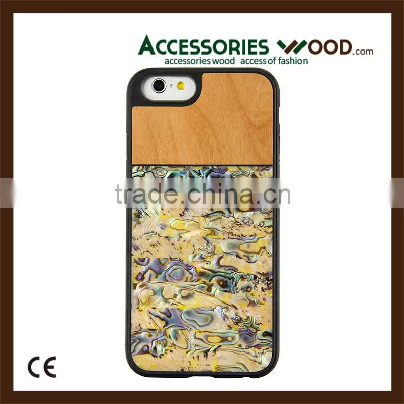 Support logo engraving real wood and shell mobile phone case for iPhone