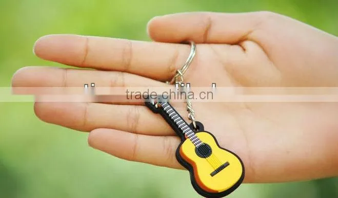 guitar shape PVC Keychain,Silicone key holder,Rubber key chain