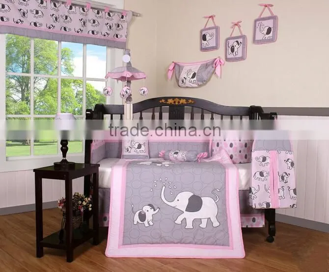 Hi Sprout Embroidery Design Baby Crib Nursery Bedding Set