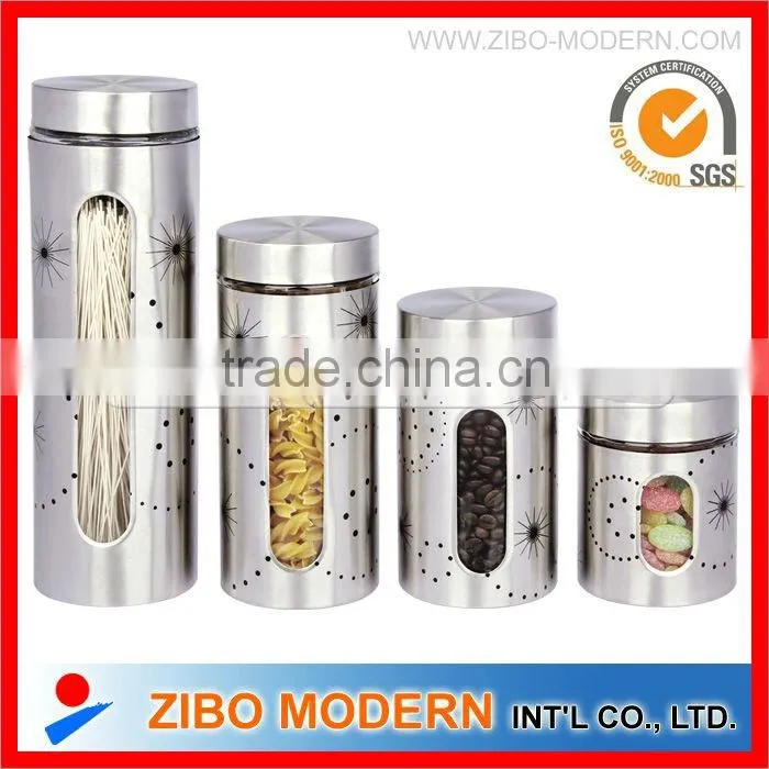 Stainless steel printing food storage glass bottle