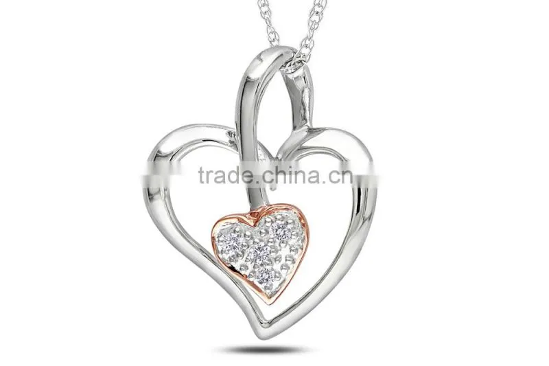 China 2014 silver jewelry necklace, latest heart fashion jewelry necklace